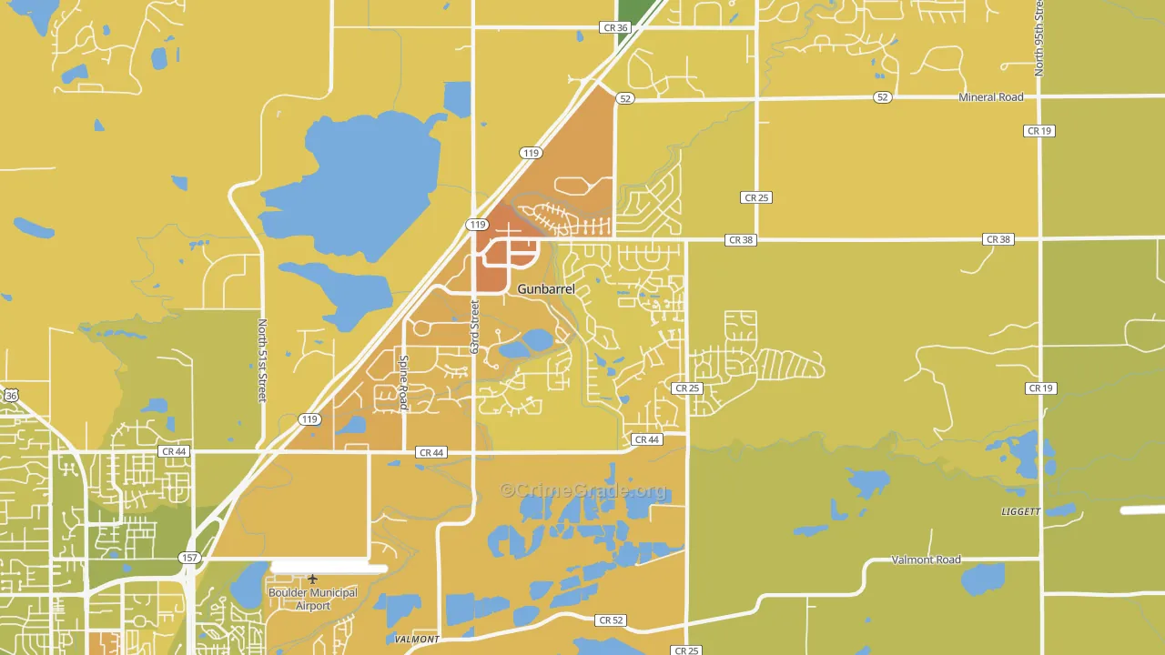 Gunbarrel, CO Map of Vehicle Theft Rates