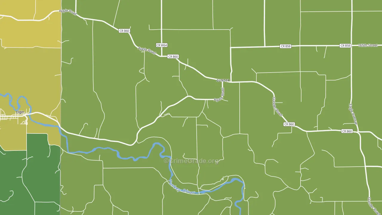 Gunder, IA Map of Vehicle Theft Rates