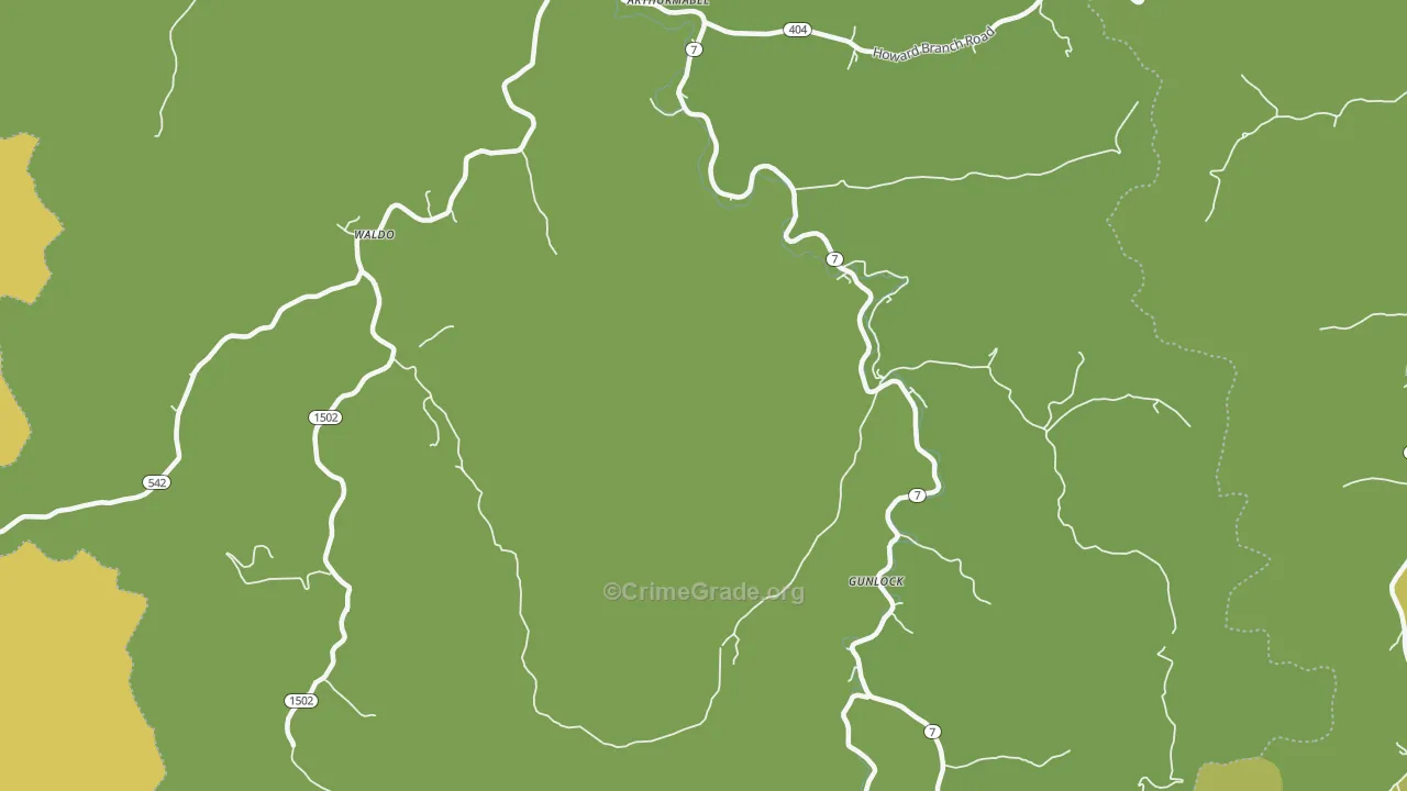 Gunlock, KY Map of Vehicle Theft Rates
