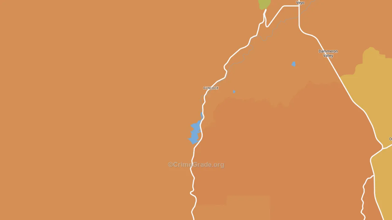 Gunlock, UT Map of Vehicle Theft Rates