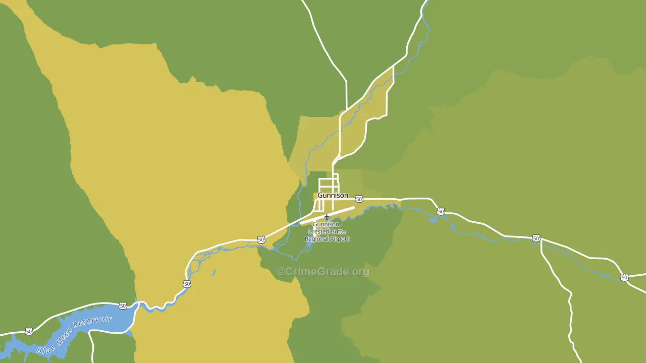 Gunnison, CO Map of Vehicle Theft Rates