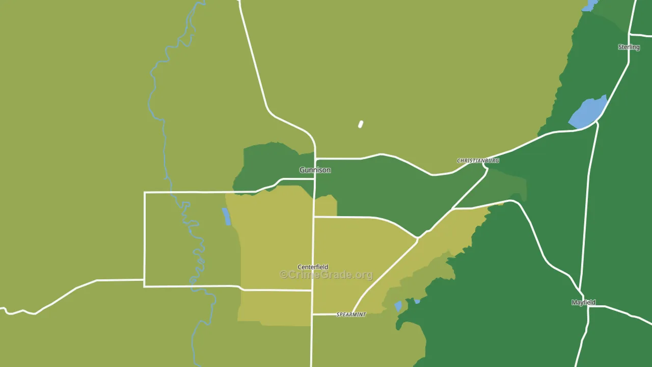 Gunnison, UT Map of Vehicle Theft Rates