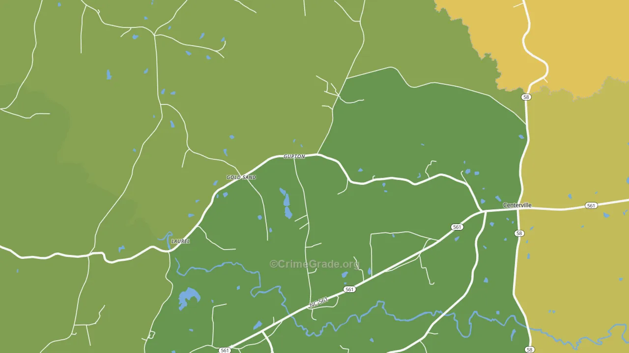 Gupton, NC Map of Vehicle Theft Rates
