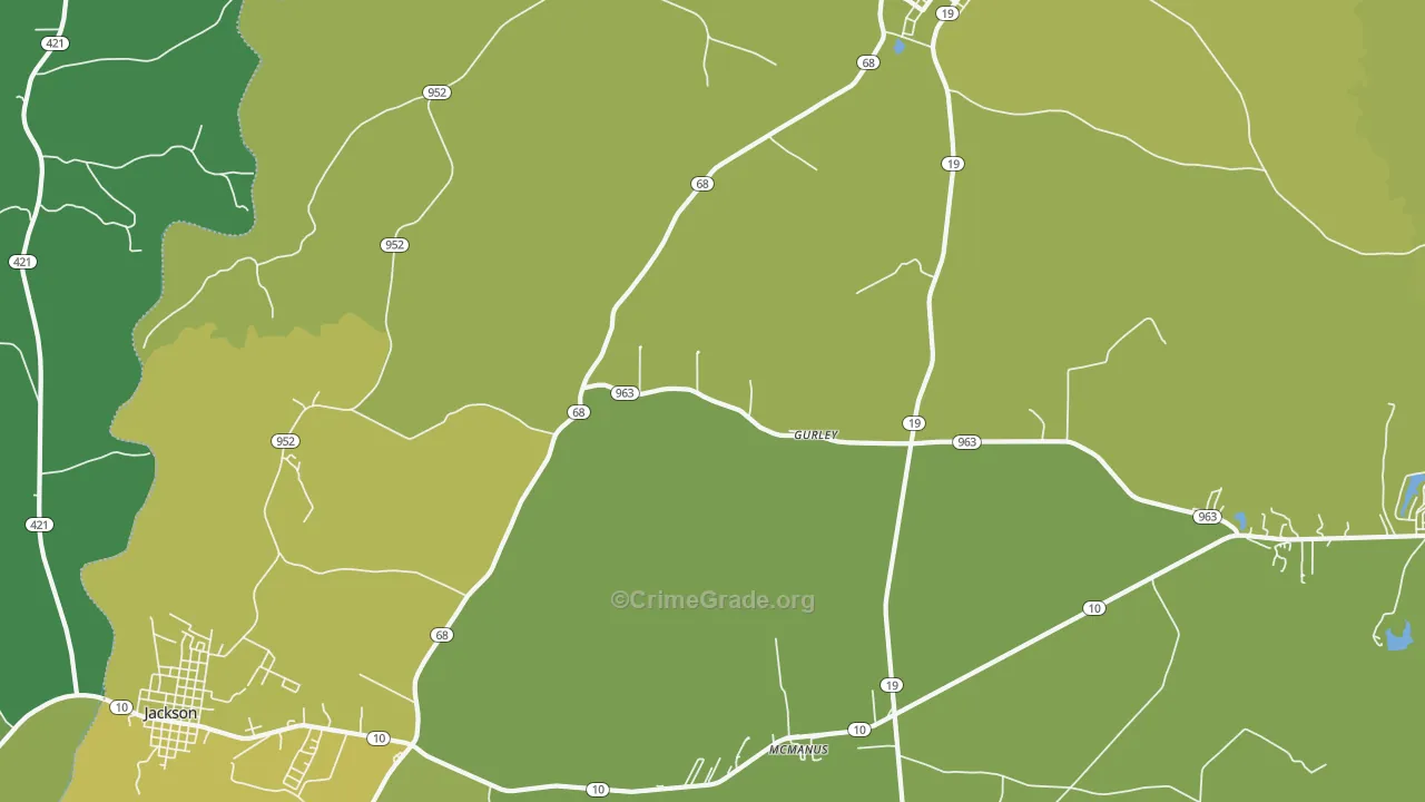 Gurley, LA Map of Vehicle Theft Rates