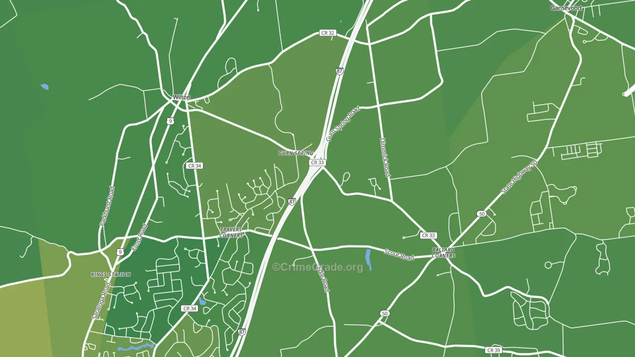 Gurn Spring, NY Map of Vehicle Theft Rates