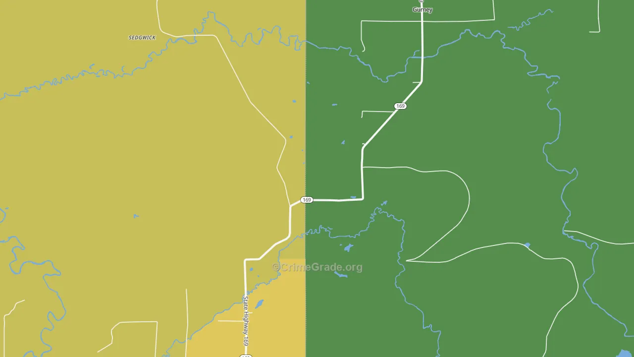 Gurney, WI Map of Vehicle Theft Rates