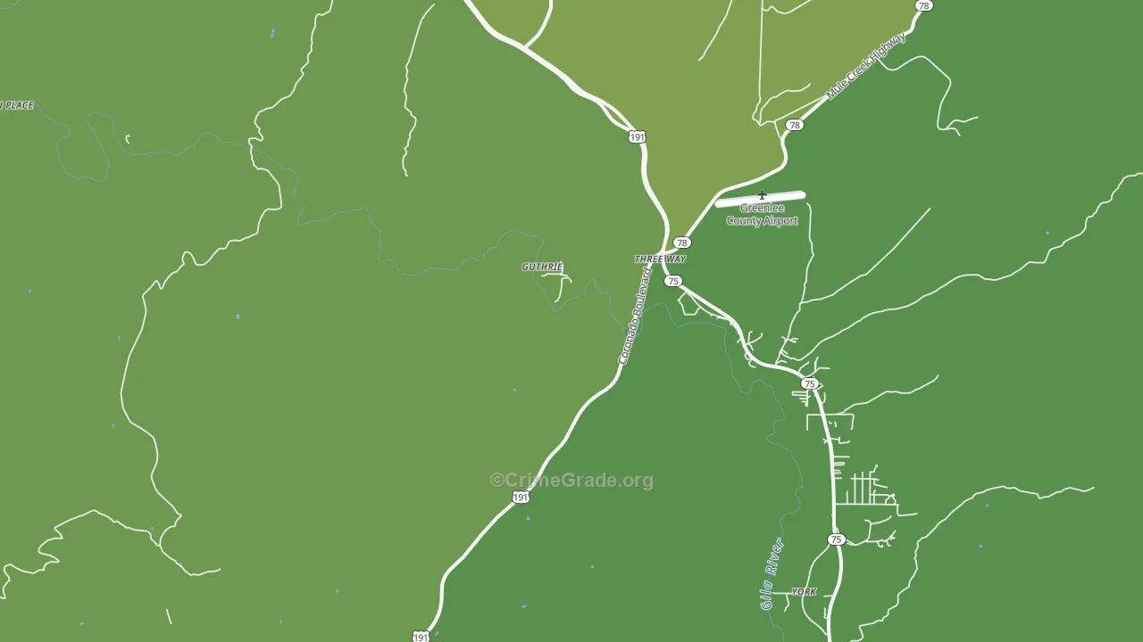 Guthrie, AZ Map of Vehicle Theft Rates