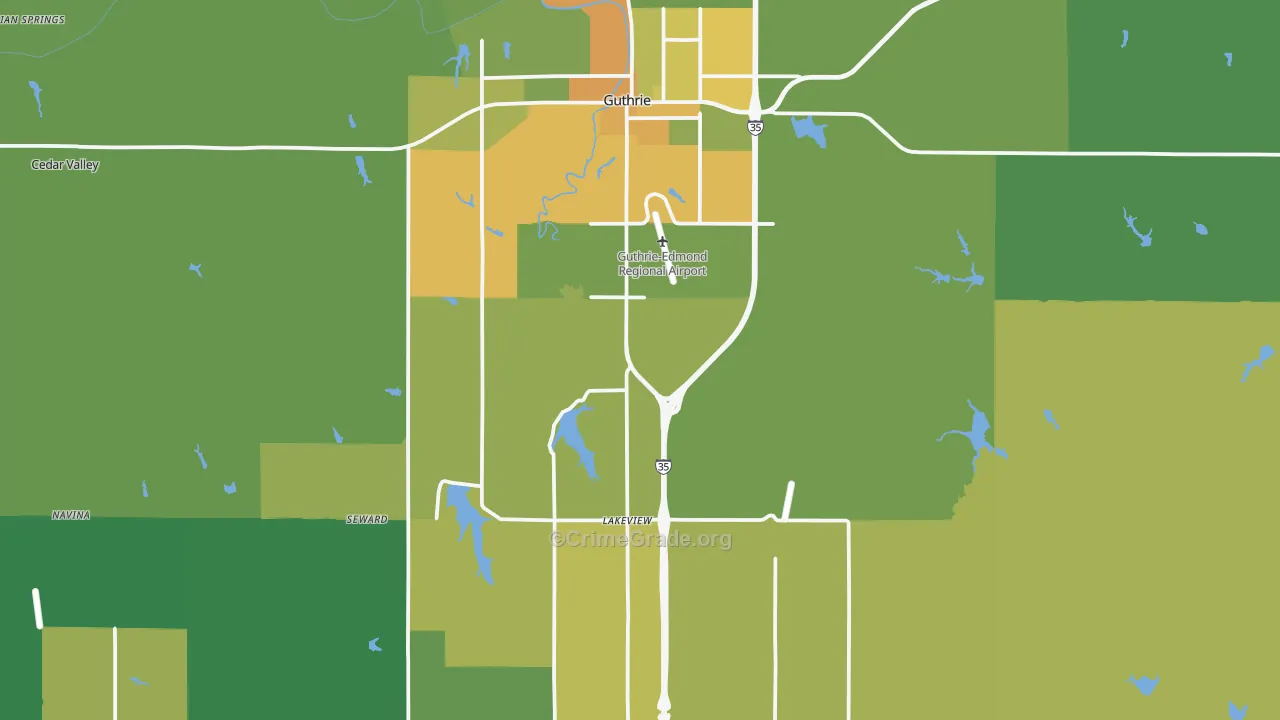 Guthrie, OK Map of Vehicle Theft Rates