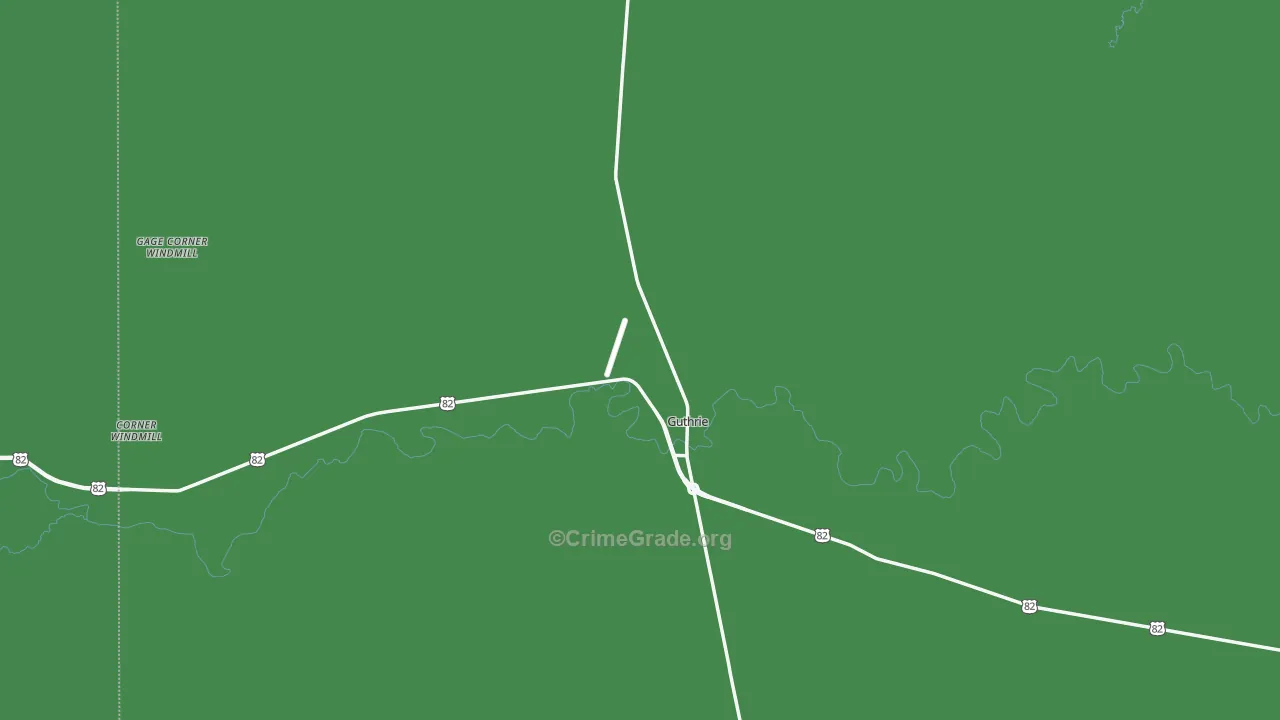 Guthrie, TX Map of Vehicle Theft Rates