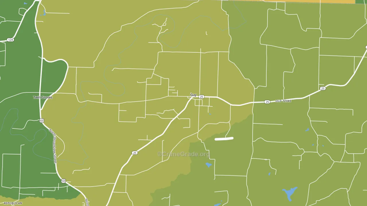 Guy, AR Map of Vehicle Theft Rates