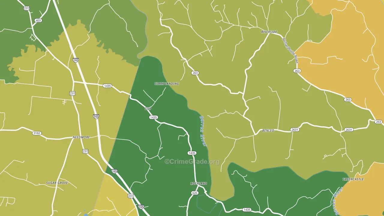 Guy, KY Map of Vehicle Theft Rates