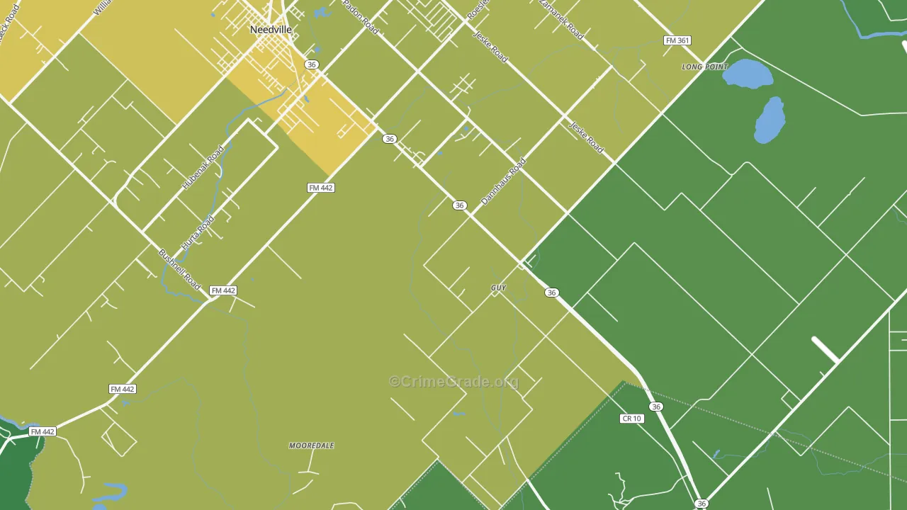 Guy, TX Map of Vehicle Theft Rates