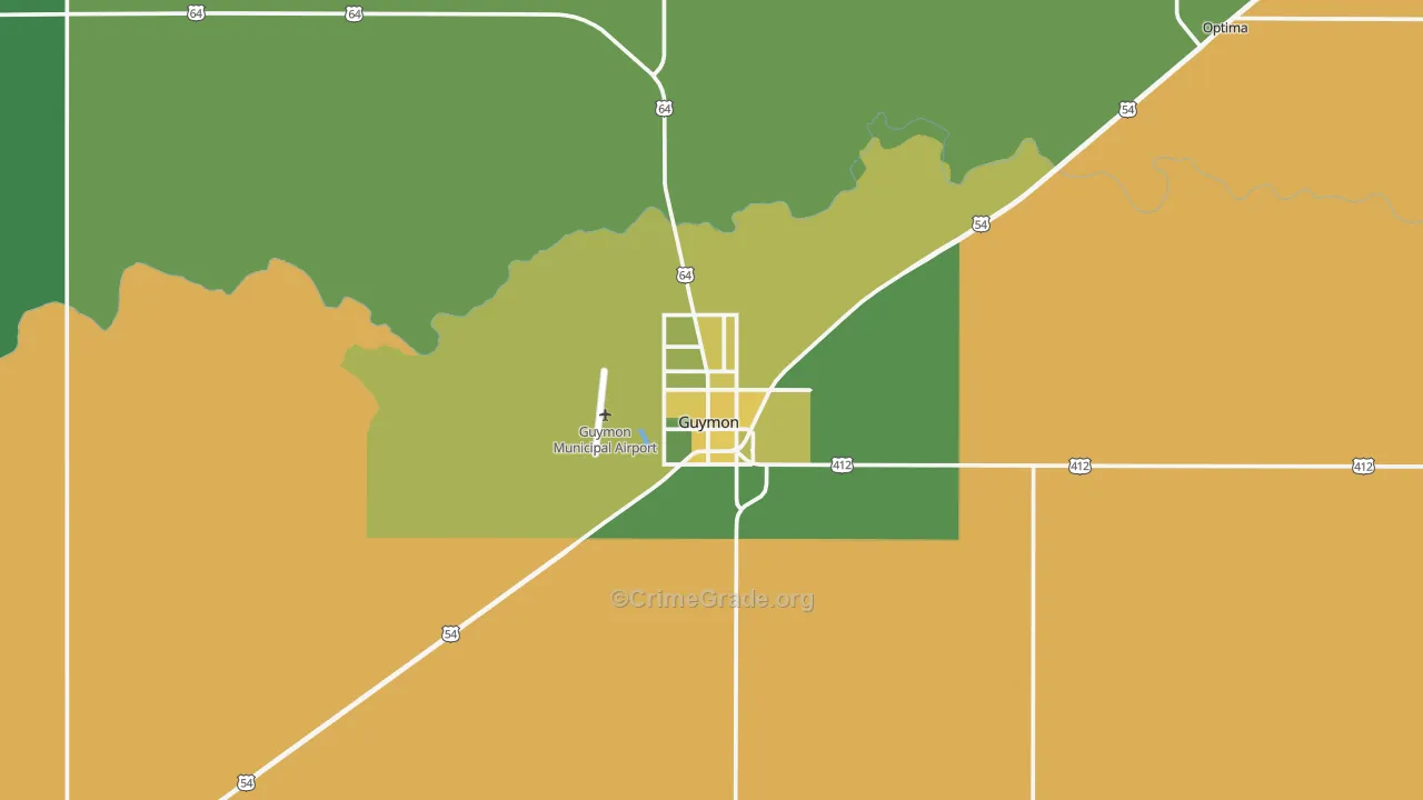 Guymon, OK Map of Vehicle Theft Rates