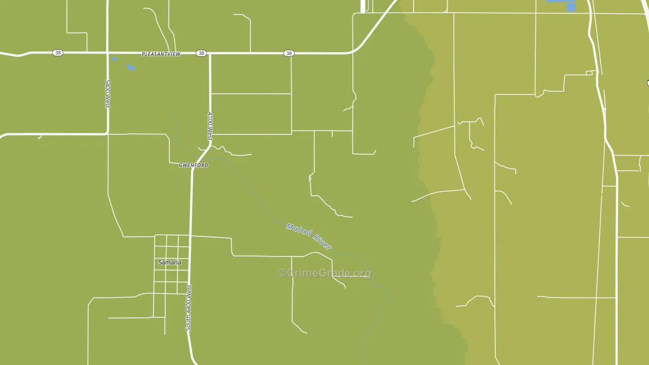Gwenford, ID Map of Vehicle Theft Rates
