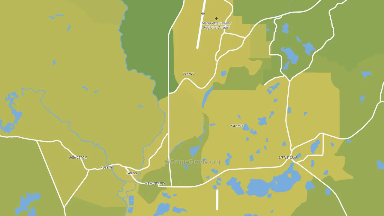 Gwinn, MI Map of Vehicle Theft Rates
