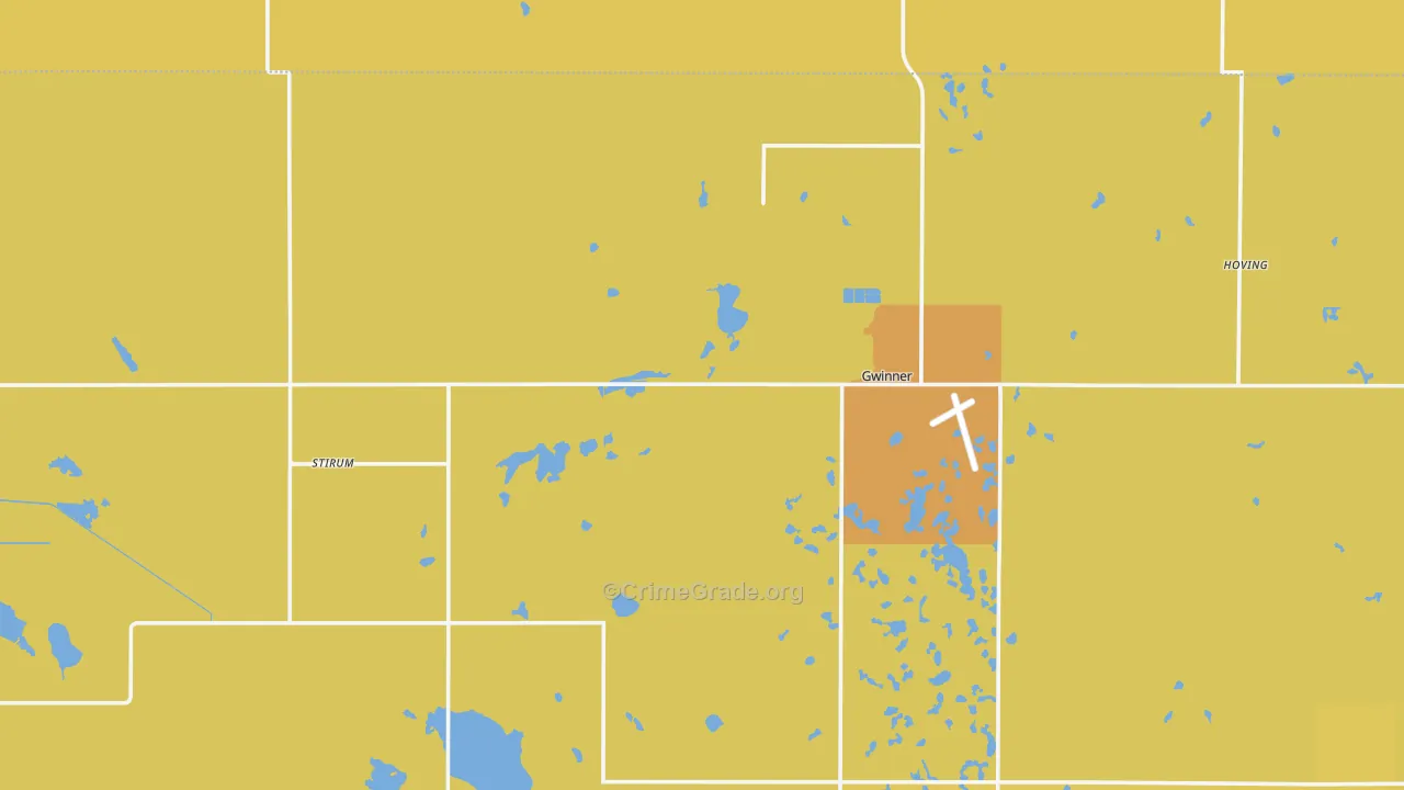 Gwinner, ND Map of Vehicle Theft Rates