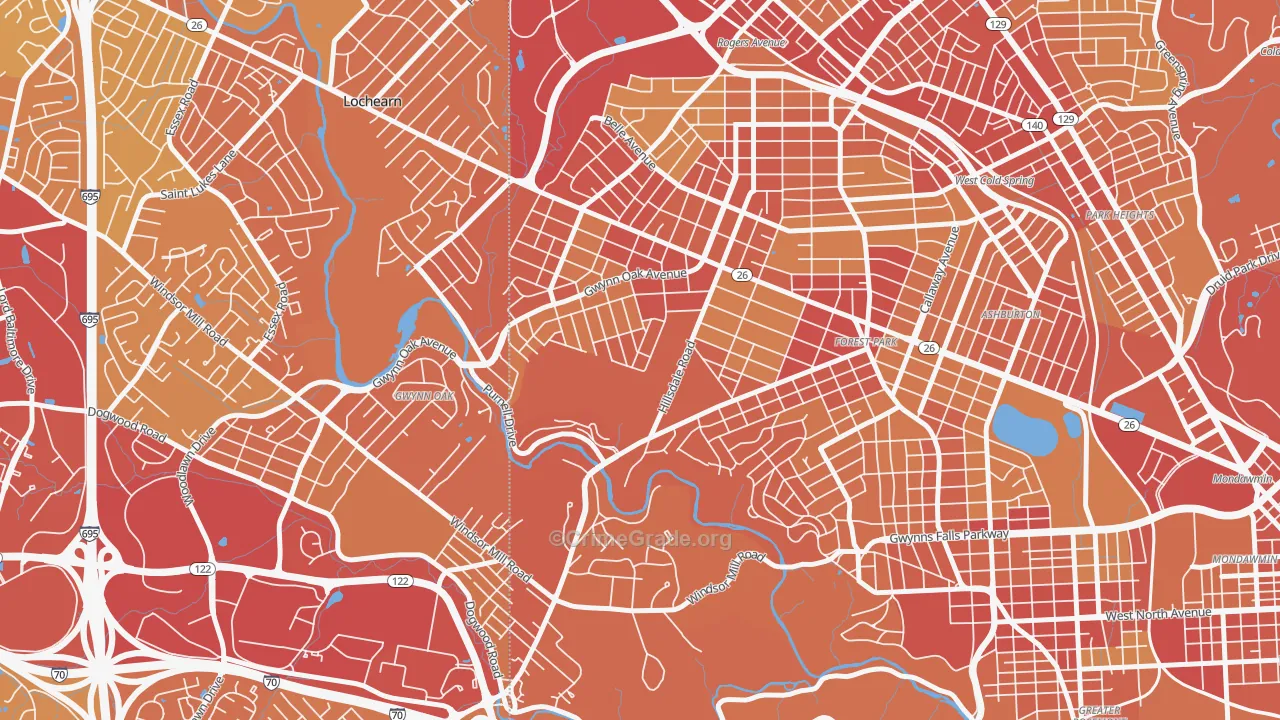 Gwynn Oak, MD Map of Vehicle Theft Rates