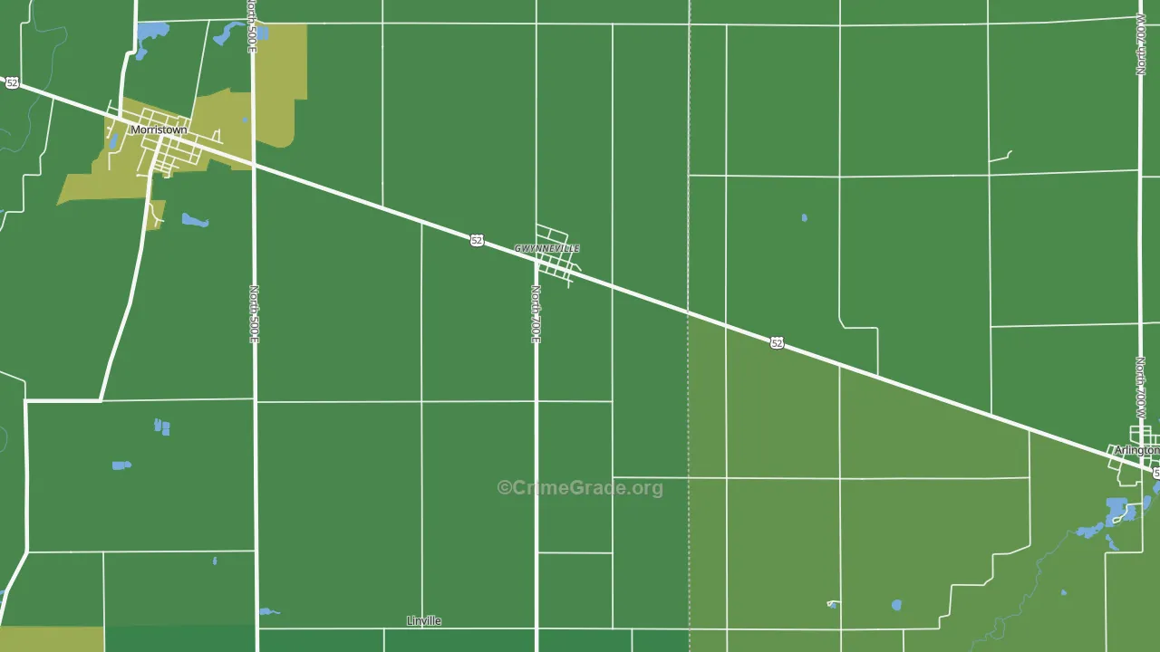 Gwynneville, IN Map of Vehicle Theft Rates