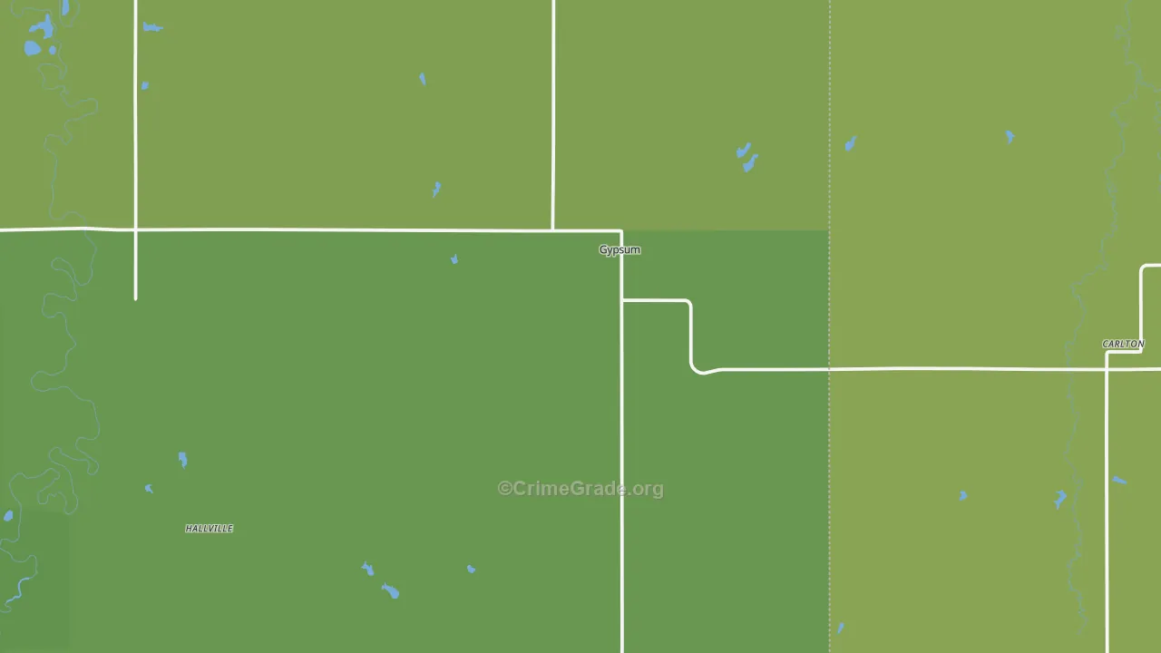 Gypsum, KS Map of Vehicle Theft Rates