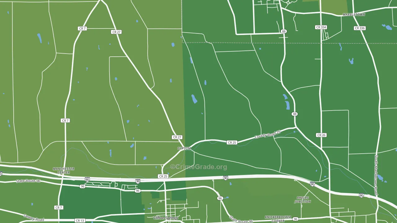Gypsum, NY Map of Vehicle Theft Rates