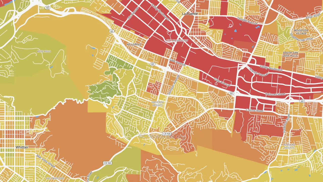 Hacienda Heights, CA Map of Vehicle Theft Rates