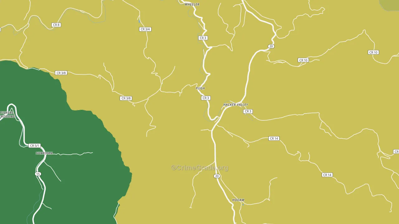 Hacker Valley, WV Map of Vehicle Theft Rates