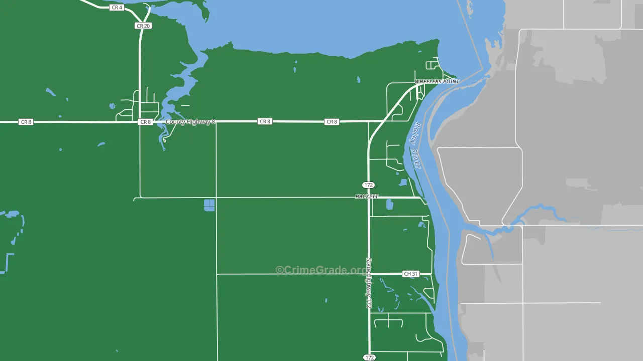 Hackett, MN Map of Vehicle Theft Rates