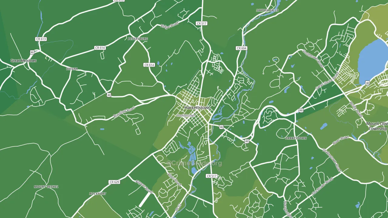 Hackettstown, NJ Map of Vehicle Theft Rates
