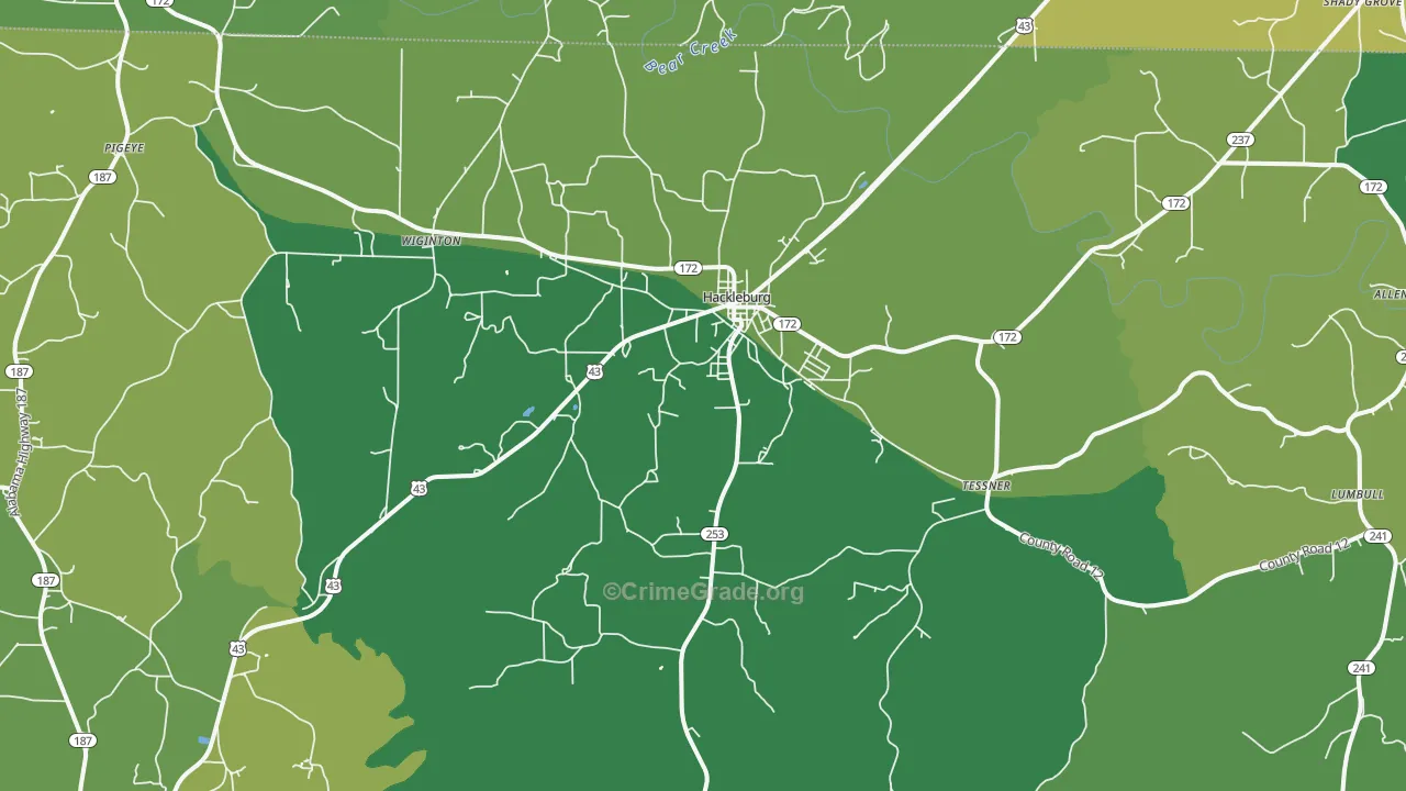 Hackleburg, AL Map of Vehicle Theft Rates