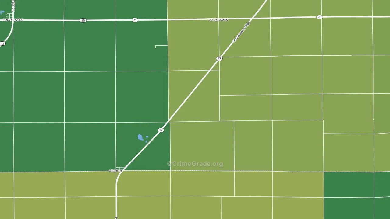 Hackleman, IN Map of Vehicle Theft Rates