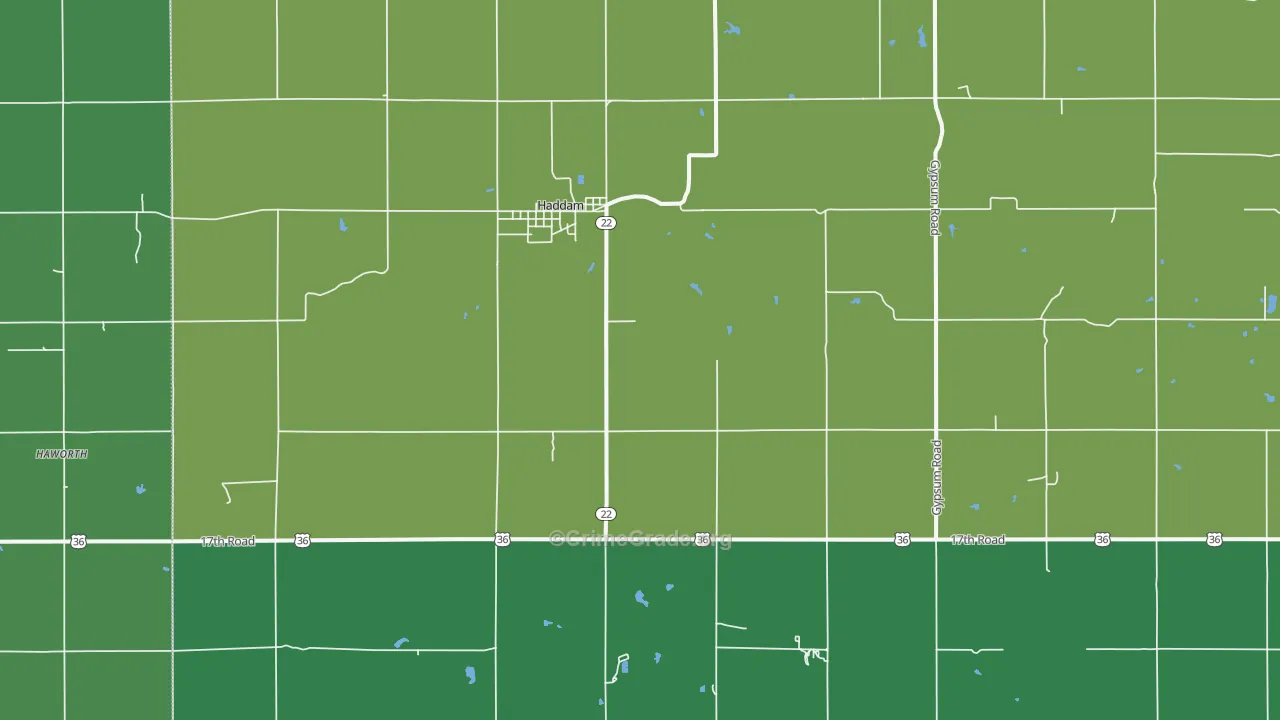Haddam, KS Map of Vehicle Theft Rates