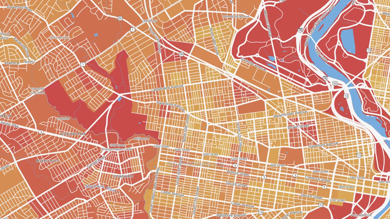 Haddington-Carroll Park, Philadelphia, PA Map of Vehicle Theft Rates