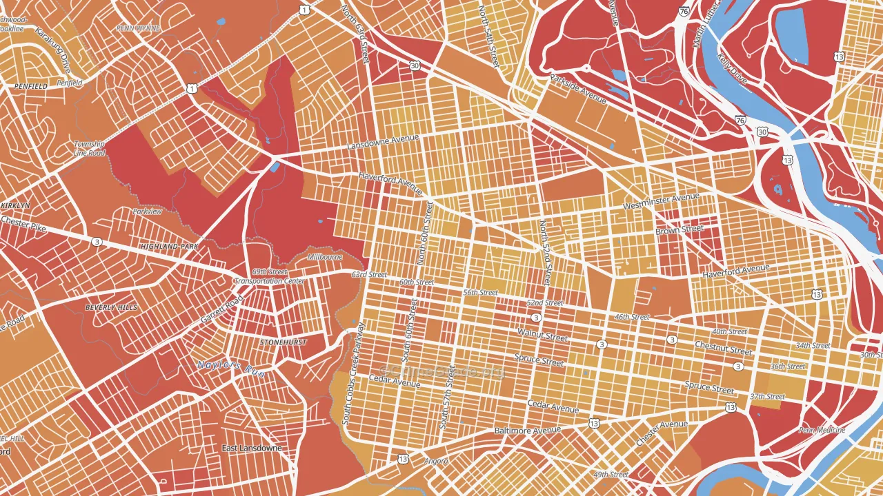 Haddington, Philadelphia, PA Map of Vehicle Theft Rates