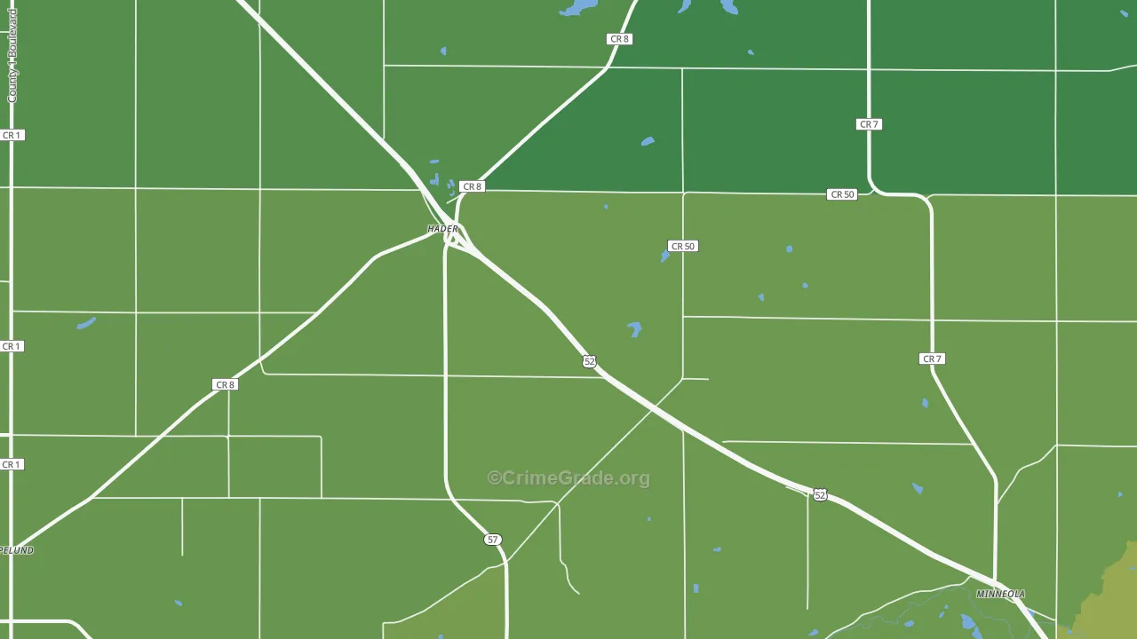 Hader, MN Map of Vehicle Theft Rates