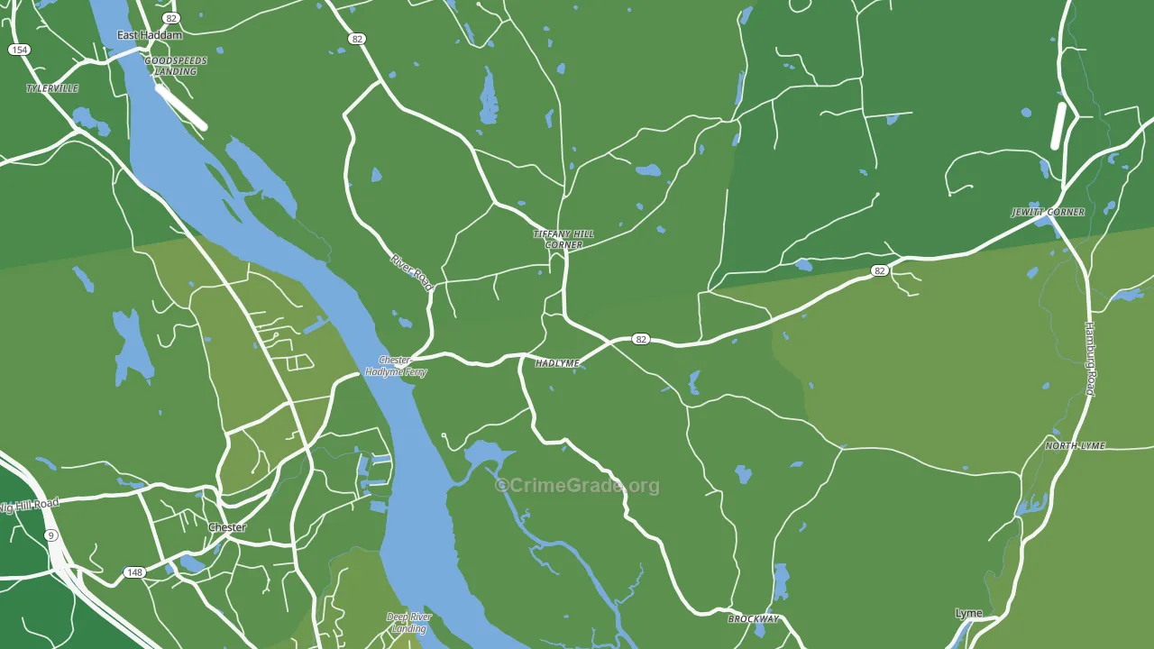 Hadlyme, CT Map of Vehicle Theft Rates