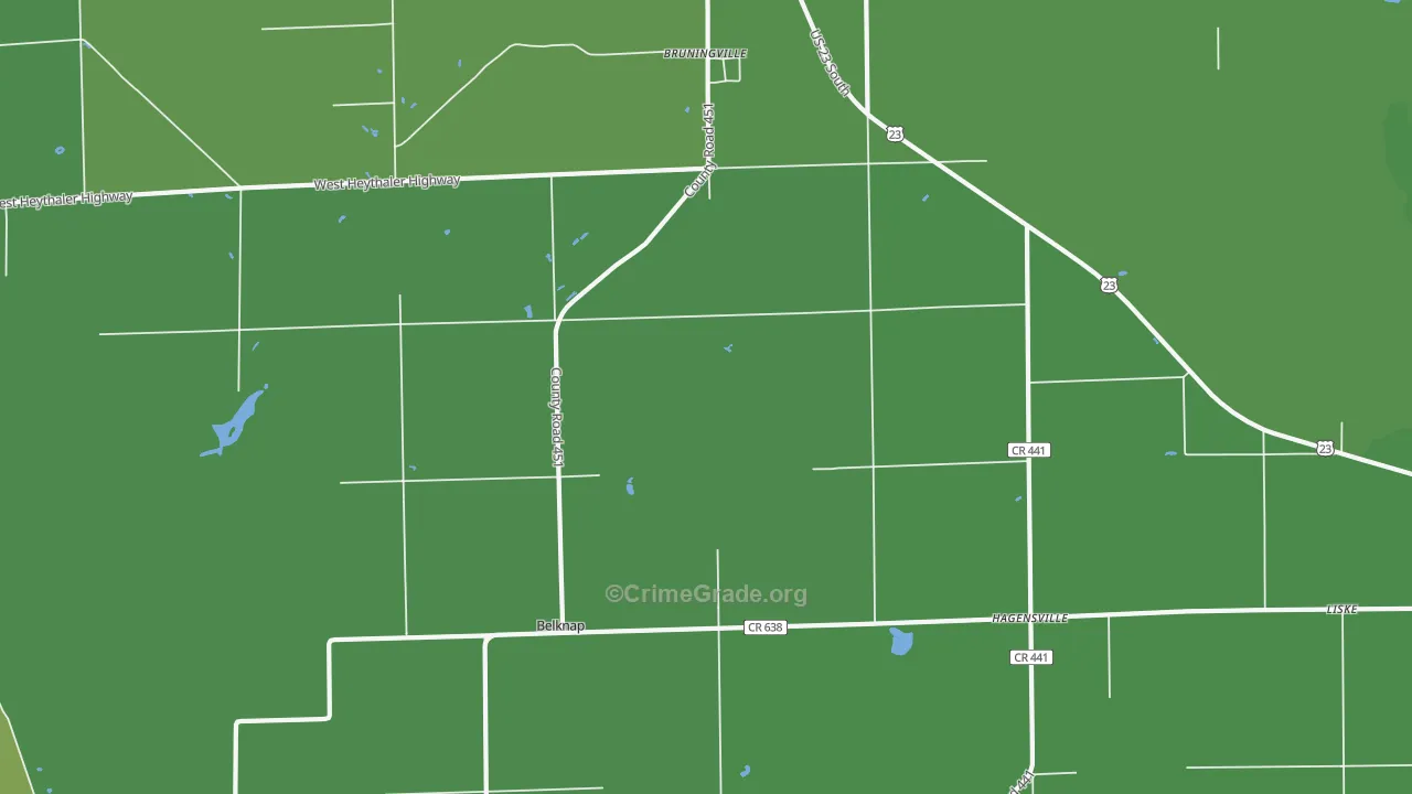 Hagensville, MI Map of Vehicle Theft Rates
