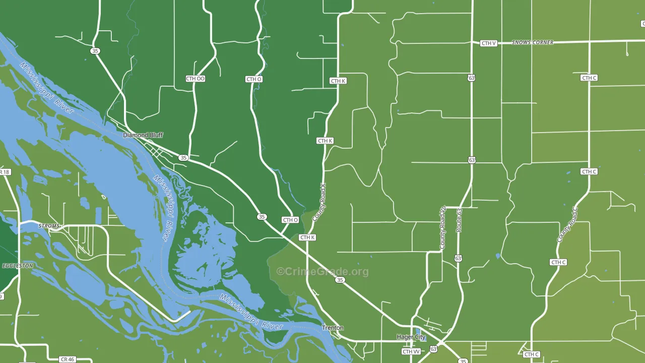 Hager City, WI Map of Vehicle Theft Rates