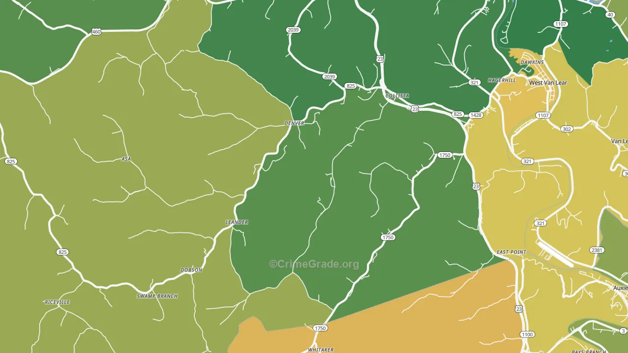 Hagerhill, KY Map of Vehicle Theft Rates