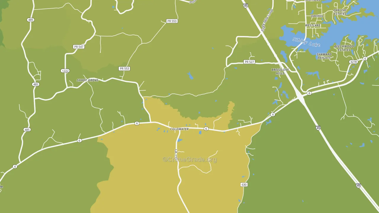 Hagewood, LA Map of Vehicle Theft Rates