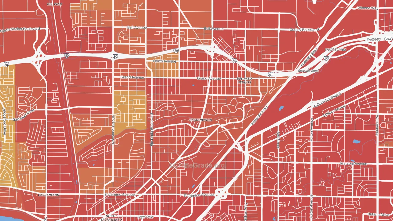 Hagginwood, Sacramento, CA Map of Vehicle Theft Rates