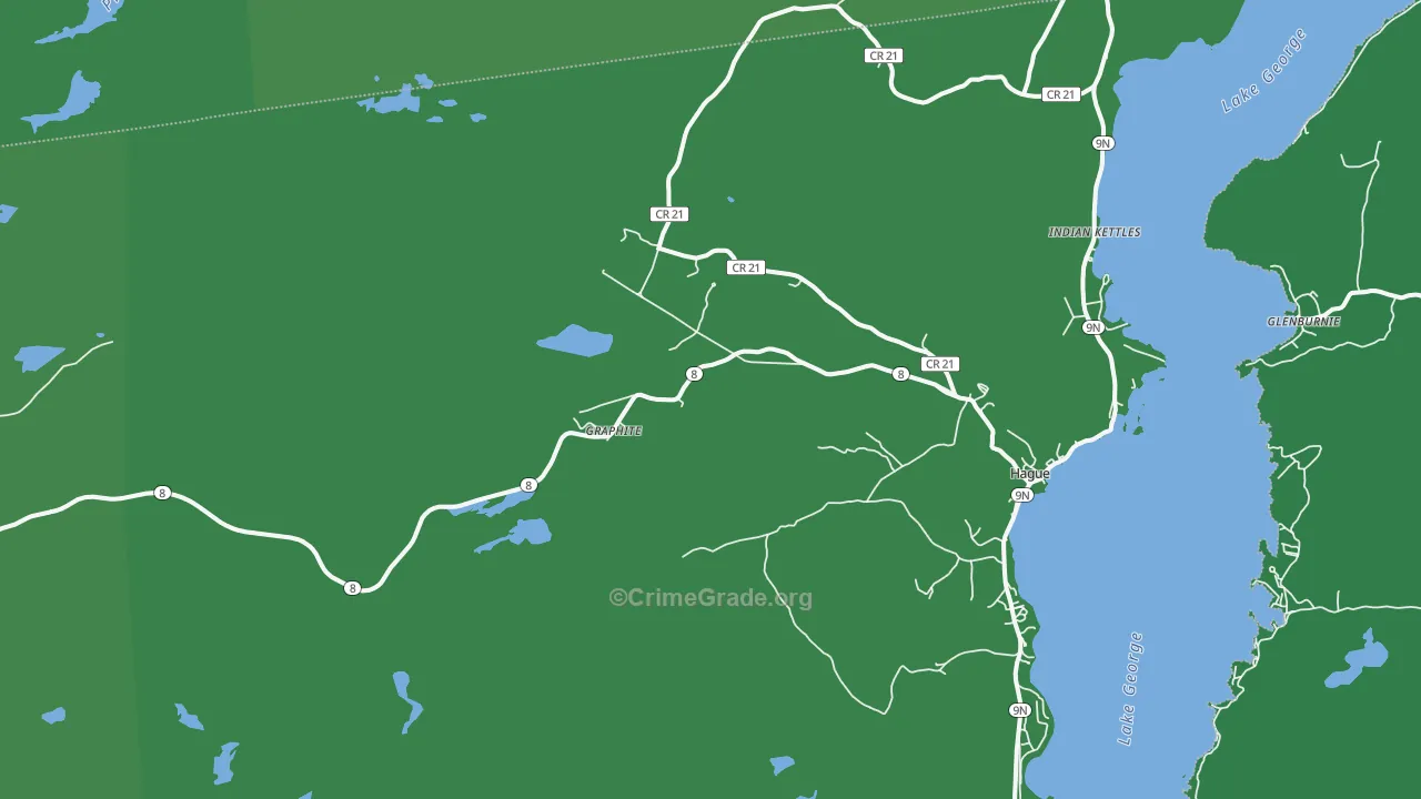 Hague, NY Map of Vehicle Theft Rates