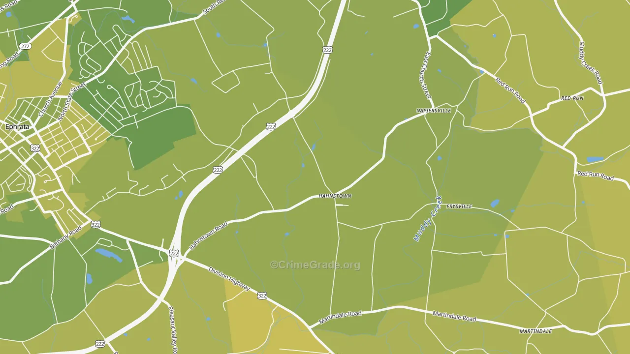 Hahnstown, PA Map of Vehicle Theft Rates