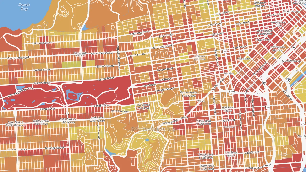Haight-Ashbury, San Francisco, CA Map of Vehicle Theft Rates
