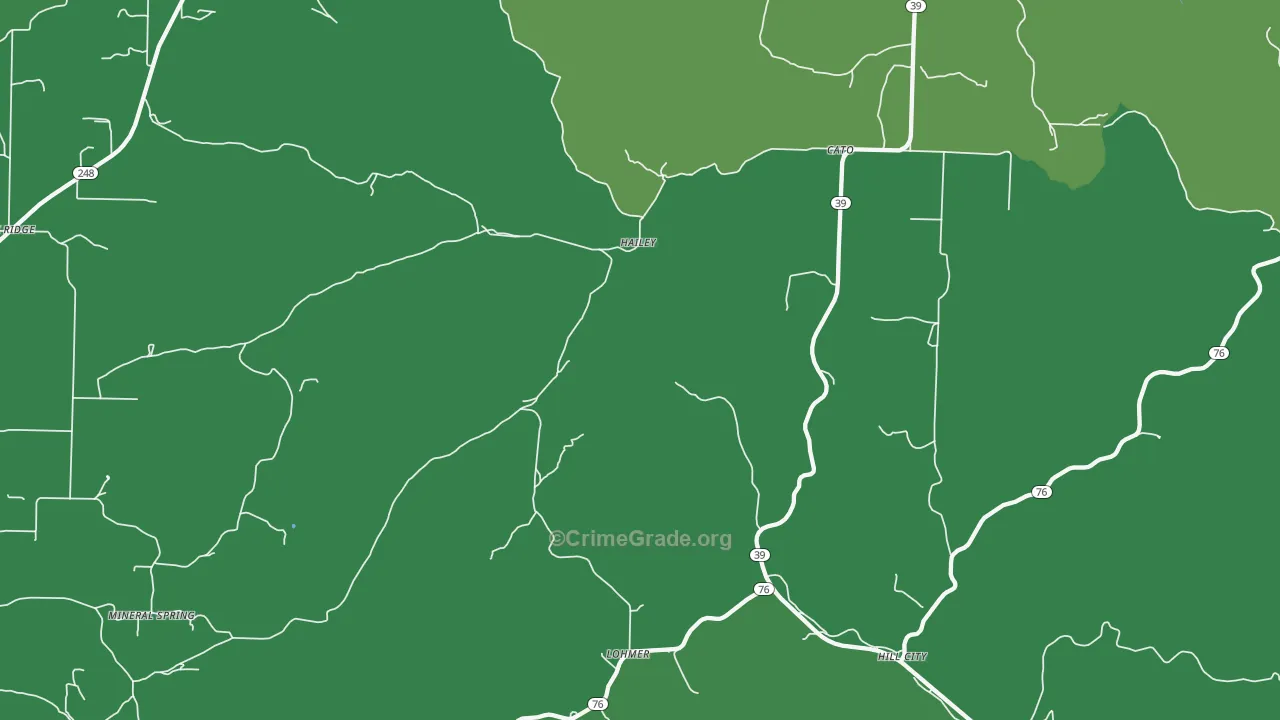 Hailey, MO Map of Vehicle Theft Rates