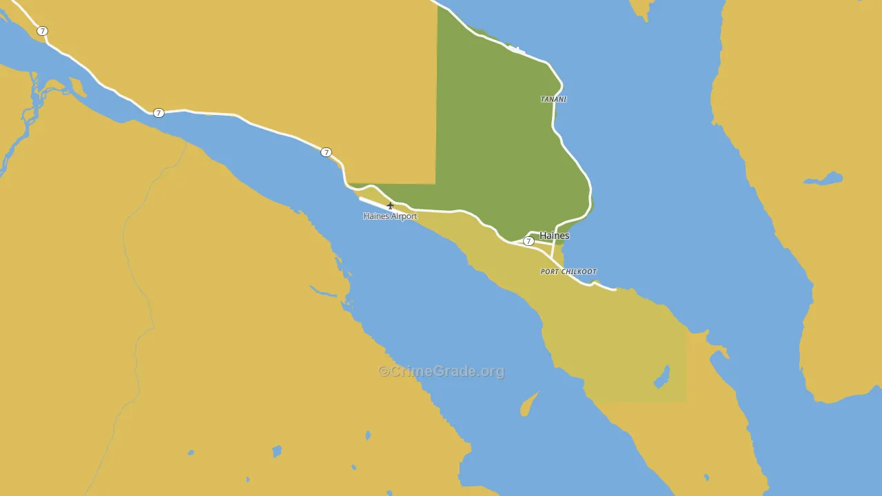 Haines Borough, AK Map of Vehicle Theft Rates