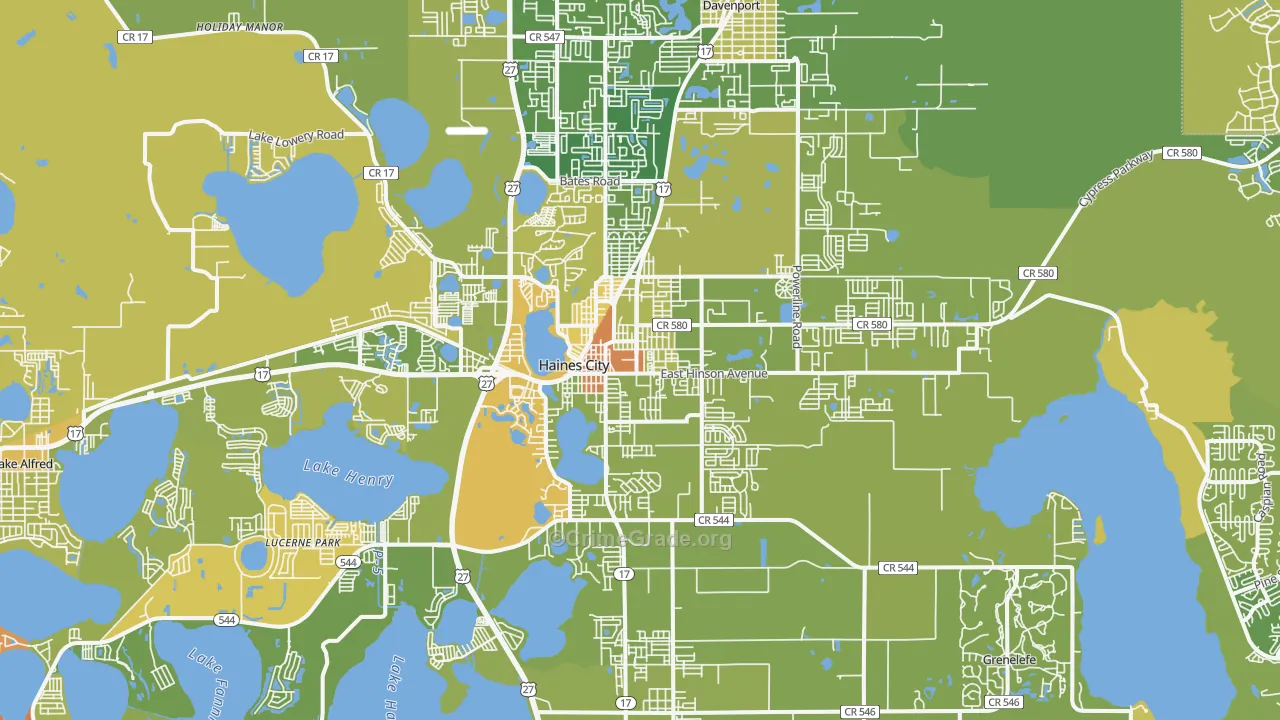 Haines City, FL Map of Vehicle Theft Rates