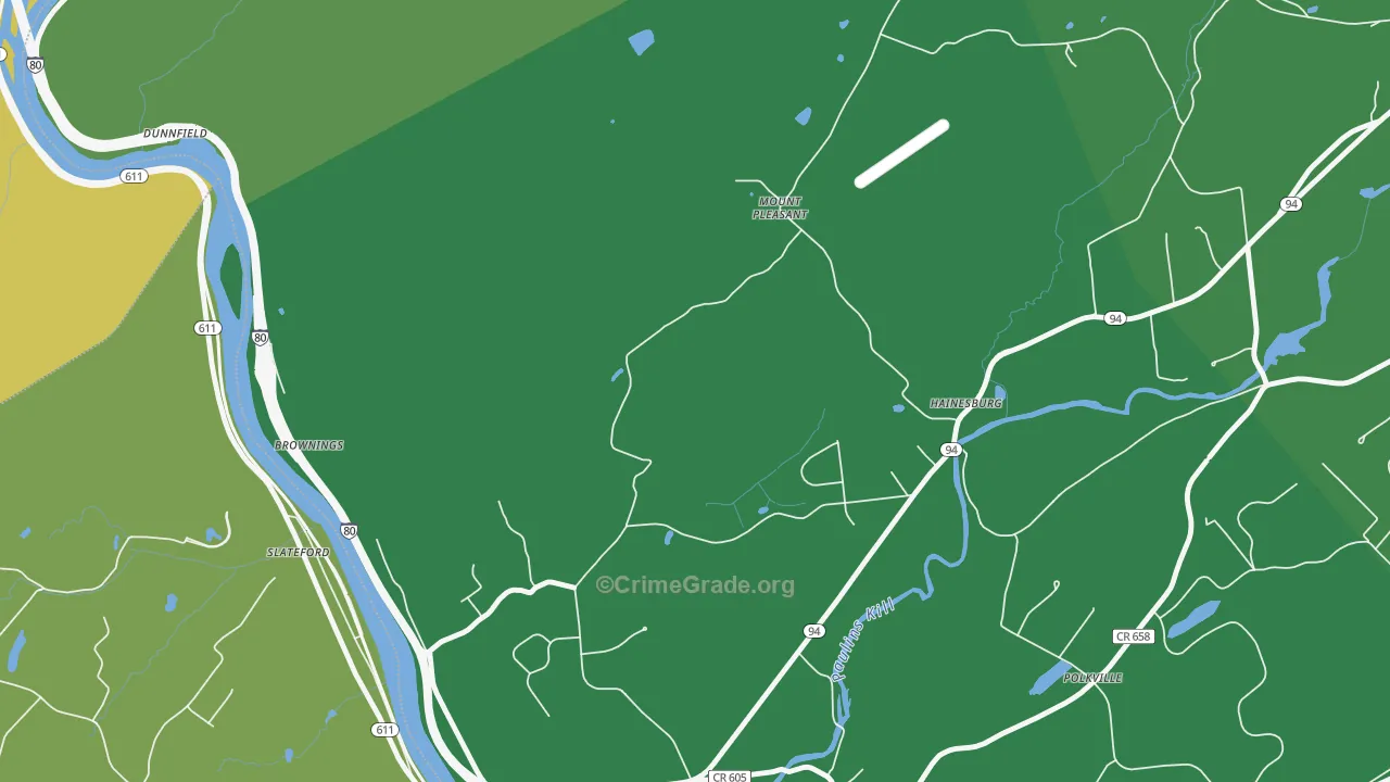 Hainesburg, NJ Map of Vehicle Theft Rates