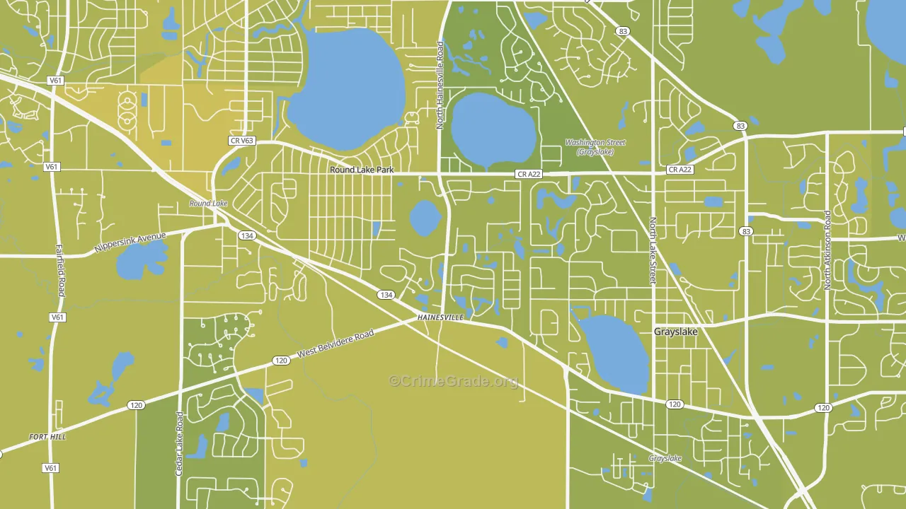 Hainesville, IL Map of Vehicle Theft Rates
