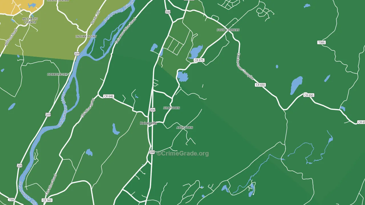 Hainesville, NJ Map of Vehicle Theft Rates