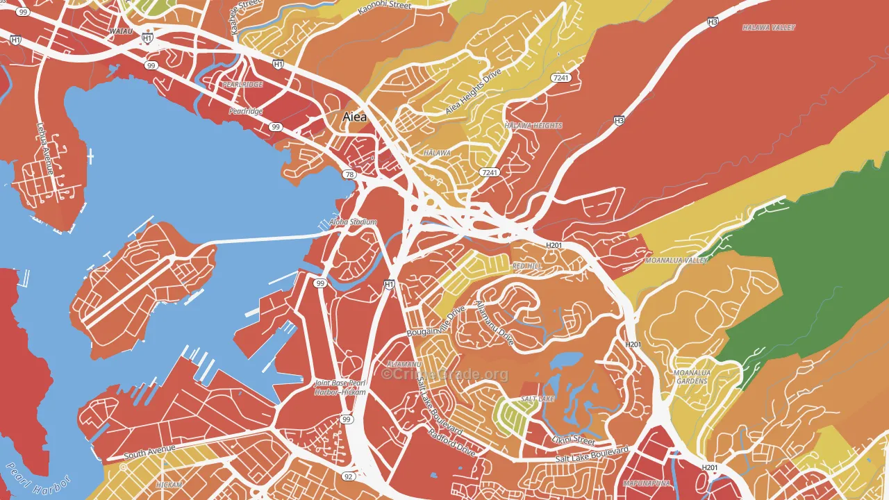 Halawa, HI Map of Vehicle Theft Rates